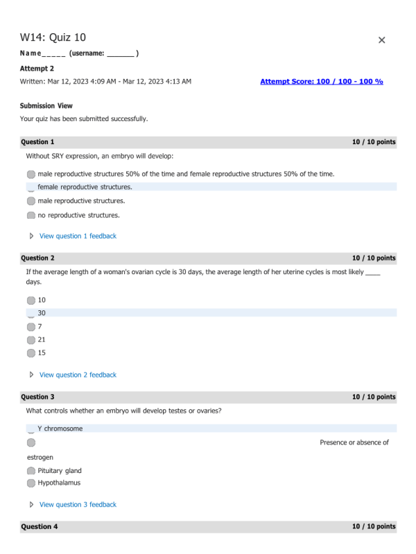 BIOL251 W14 Quiz 10 - Results