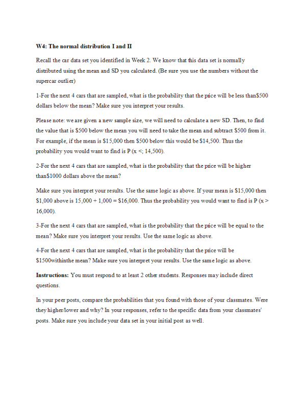 MATH302 Week 4 Discussion; The normal distribution I and II