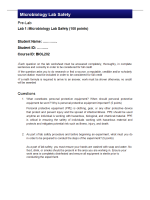 BIOL202 Week 1 Lab 1; Microbiology Lab Safety