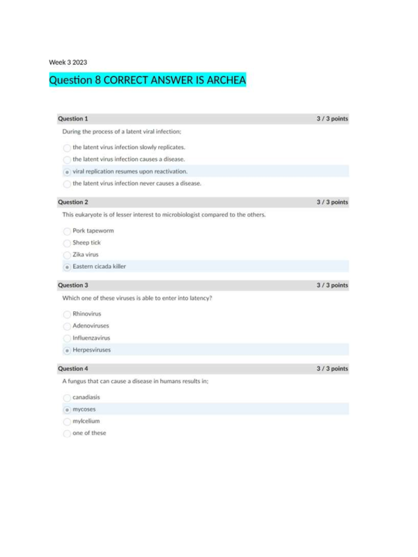 BIOL202 Week 3 Quiz - Score 100%