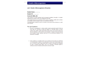BIOL202 Week 5 Lab 5; Growth of Microorganisms