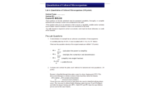 BIOL202 Week 6 Lab 6; Quantitation of Cultured Microorganisms