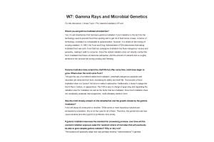 BIOL202 Week 7 Discussion; Gamma Rays and Microbial Genetics