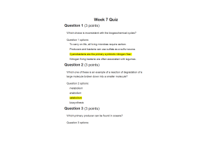 BIOL202 Week 7 Quiz - Score 100%