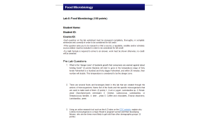 BIOL202 Week 8 Lab 8; Food Microbiology