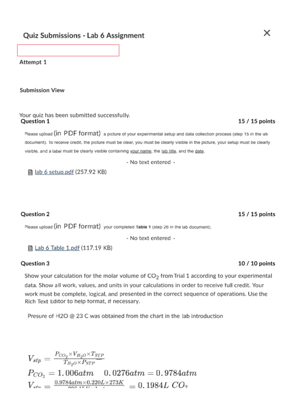 CHEM134 Week 6 Lab 6 Assignment