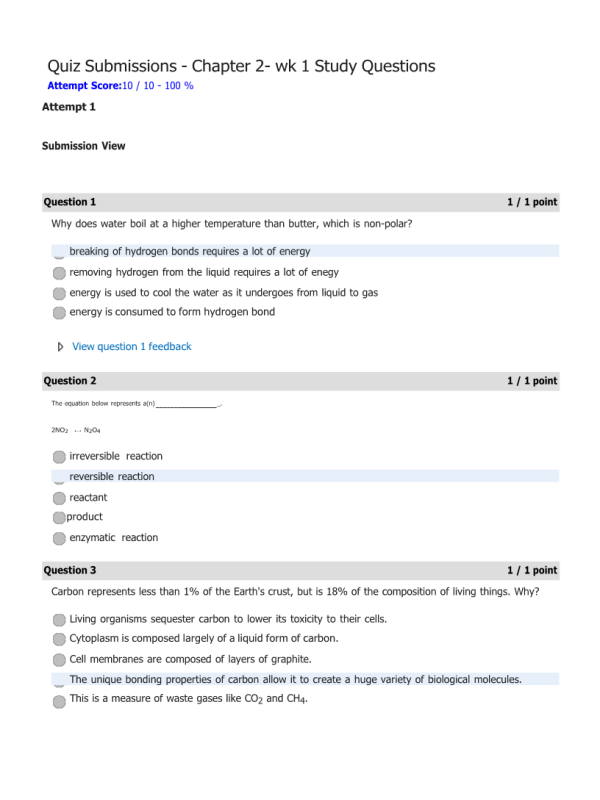 BIOL133 Week 1 Chapter 2 Study Questions