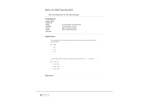 BIOL133 Week 1 Lab Assignment; Introduction to the Microscope