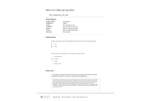 BIOL133 Week 3 Lab Assignment 3 - Chemistry of Life; Exercise