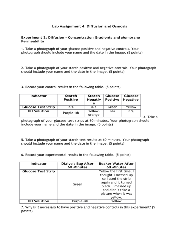 BIOL133 Week 5 Lab Assignment 4 - Diffusion and Osmosis