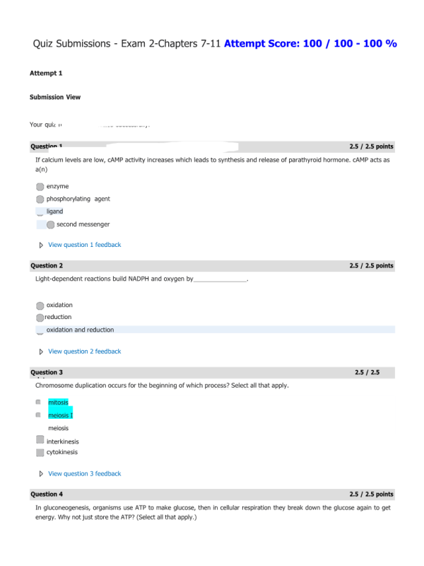 BIOL133 Week 8 Exam 2- Chapters 7-11; Cover Five Chapters