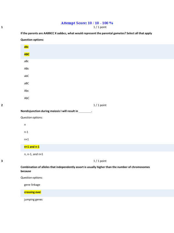 BIOL133 Week 9 Chapter 13 Study Questions