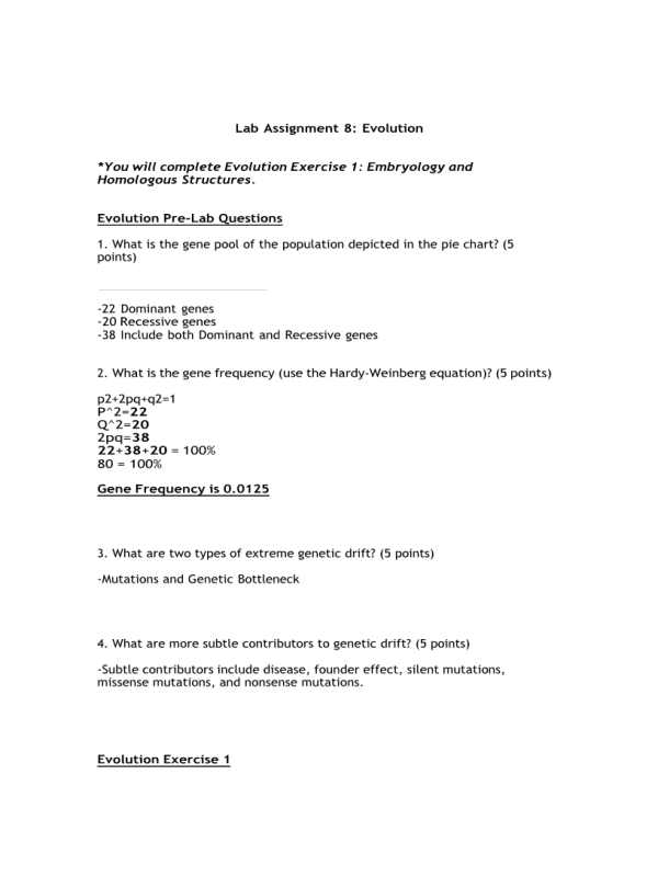 BIOL133 Week 15 Lab Assignment 8 - Evolution