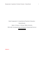 PRAC 6635 Week 9 Assignment 2; Comprehensive Psychiatric Evaluation and Case Presentation - Eating Disorder