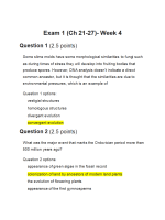 BIOL134 Week 4 Exam 1; Ch 21-27