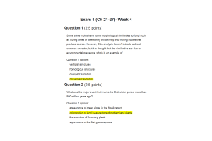 BIOL134 Week 4 Exam 1; Ch 21-27