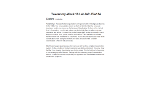 BIOL134 Week 13 Lab Assignment - Taxonomy (Info)