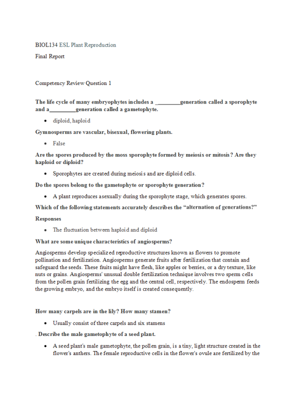 BIOL134 Week 14 Course Project Experiment Report - Plant Reproduction Final Report